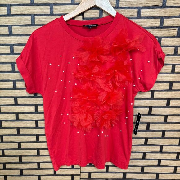 Twelfth Love Red‎ Floral Embellished Top Size Small - Picture 1 of 8